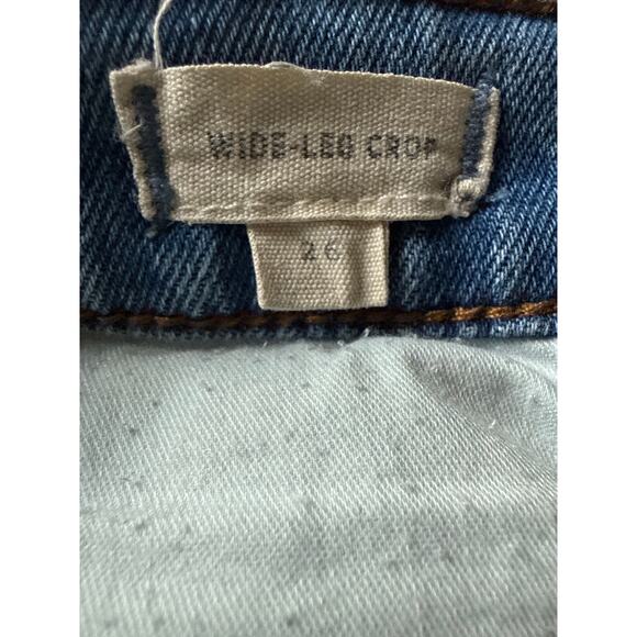 Madewell Wide Leg Crop Button Fly Size 26 Light Wash Frayed Hem - Picture 9 of 11